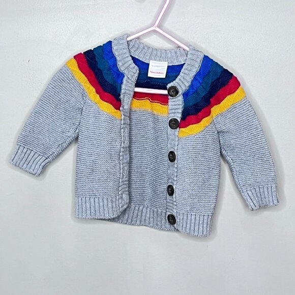Hanna Andersson Organic Cotton‎ Rainbow Collared Knit Cardigan- Size 70 (6-12m) - Picture 1 of 3
